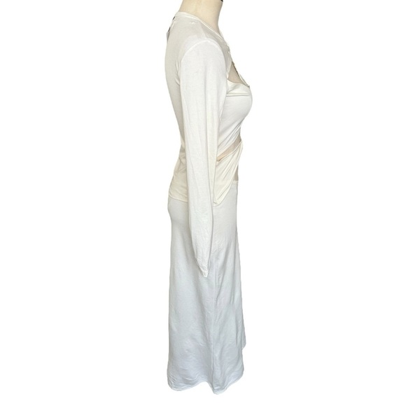 NWT Sid Neigum Italian Knit Tension Cut Out Midi Dress in Cream - Picture 7 of 12